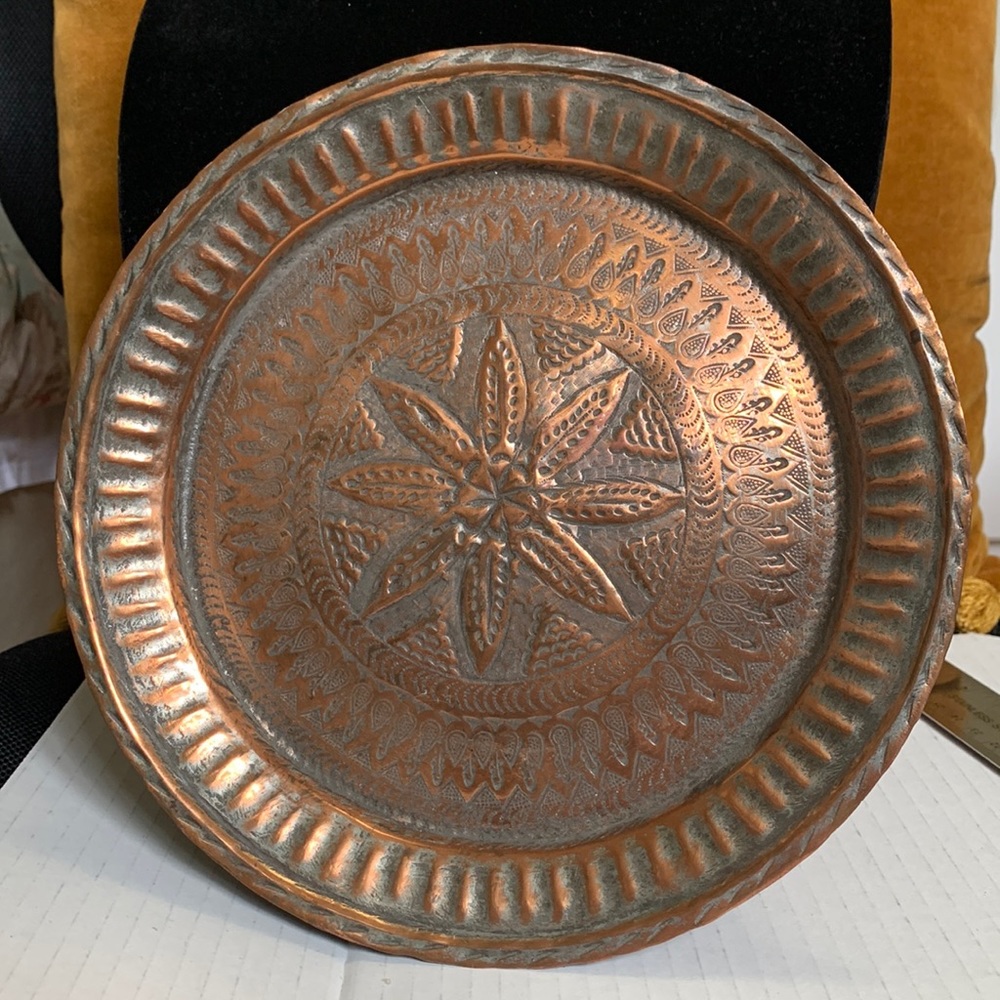 Antique copper wedding plate